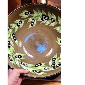 Olive Laurie Gates Large Ceramic Serving Bowl Olive Branch Hand Painted